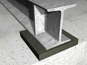 Apoyo de viga sobre placa de neopreno
